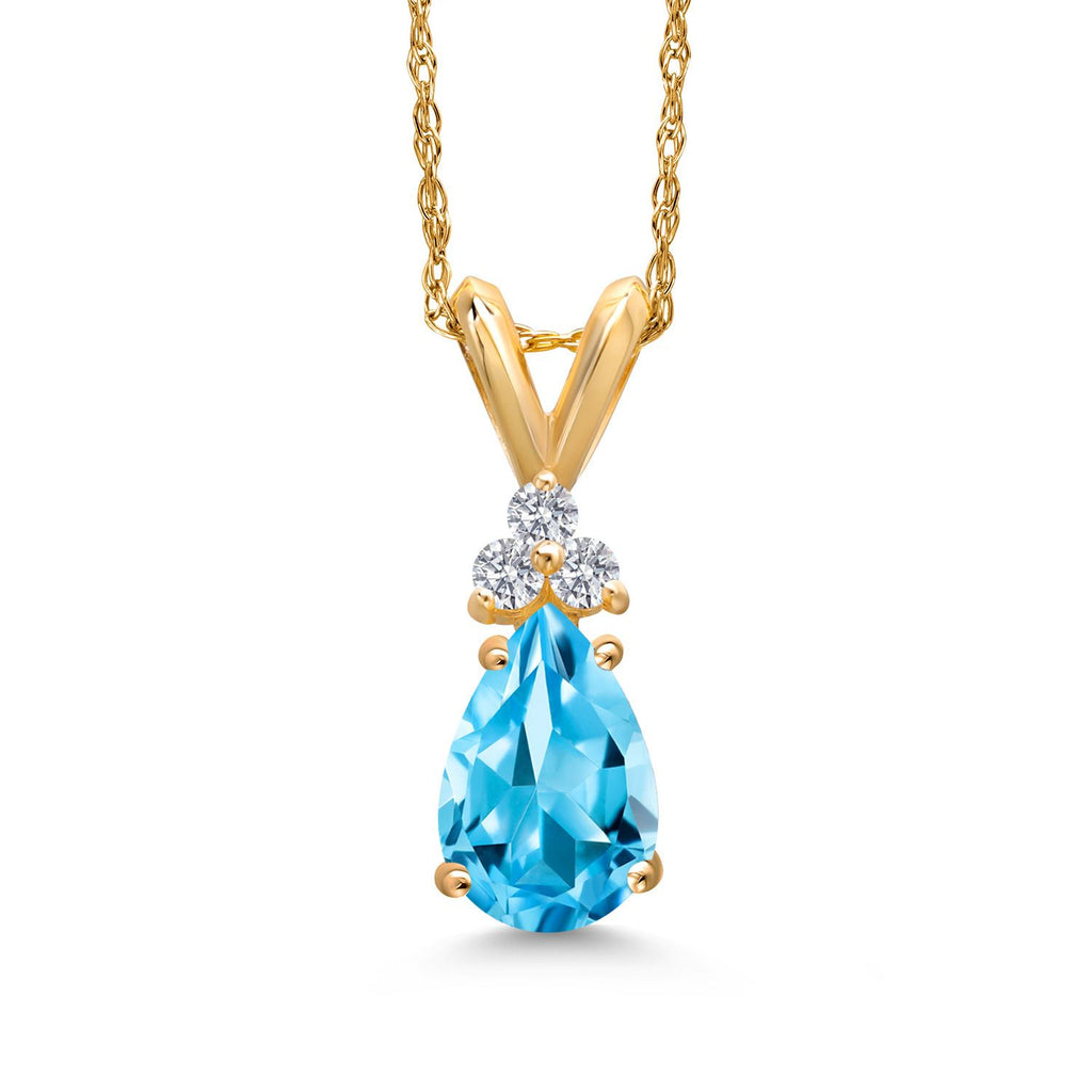 Swiss Blue Topaz - November_Pendant in 14K Yellow Gold