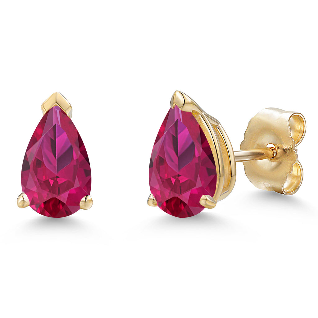 Created Ruby - July_Earrings in 10K Yellow Gold