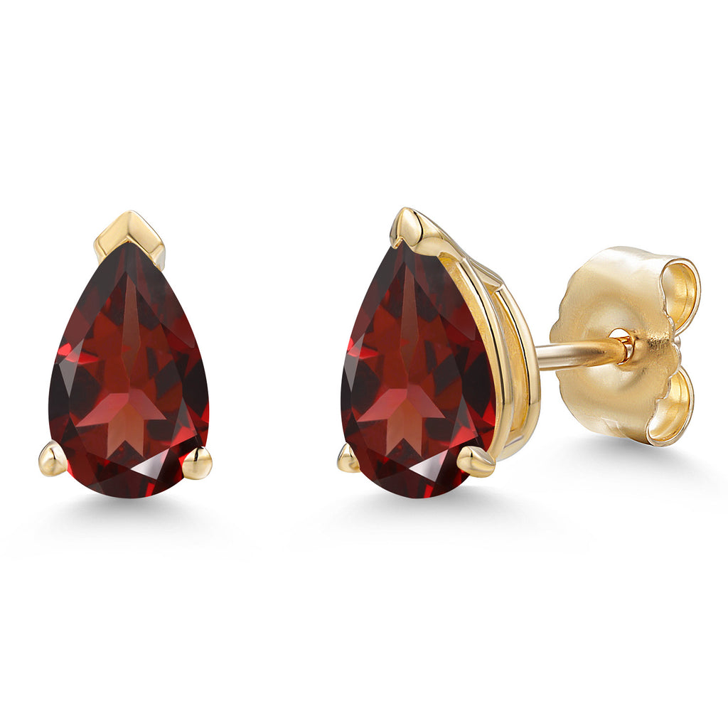 Garnet - January_Earrings in 10K Yellow Gold