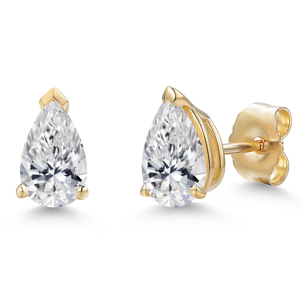 White Lab Grown Diamond - April_Earrings in 10K Yellow Gold