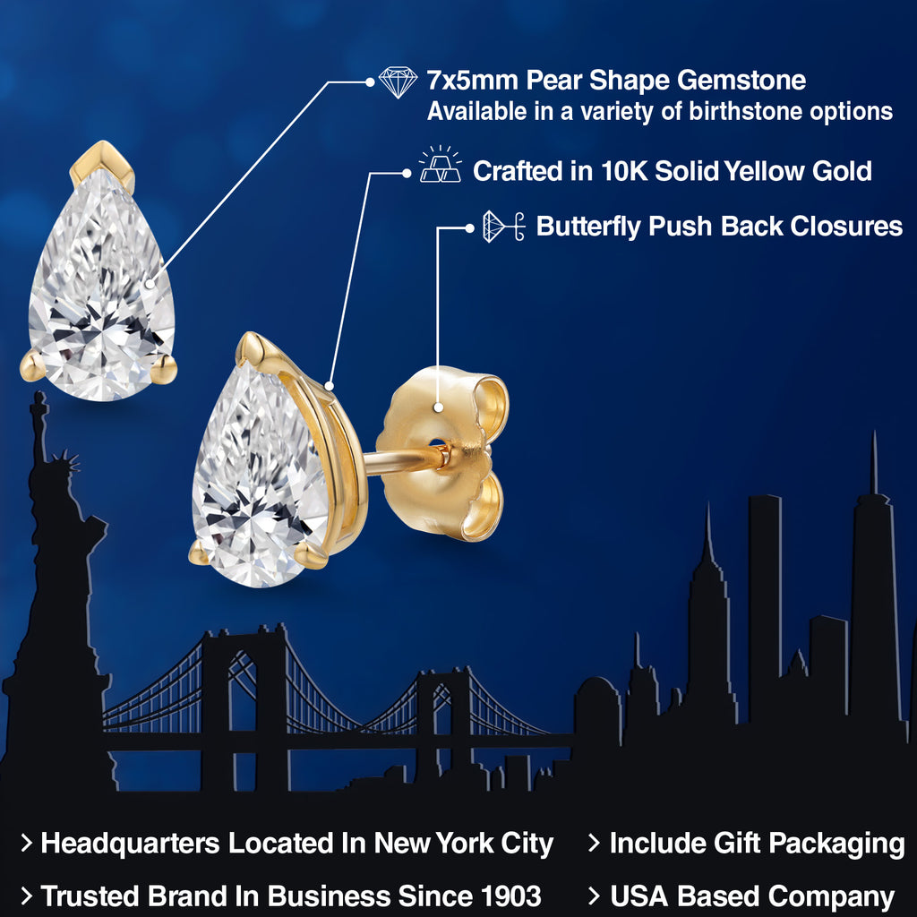White Lab Grown Diamond - April_Earrings in 10K Yellow Gold