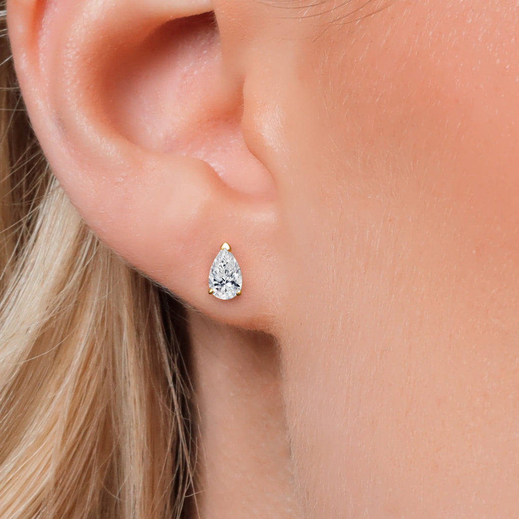 White Lab Grown Diamond - April_Earrings in 10K Yellow Gold