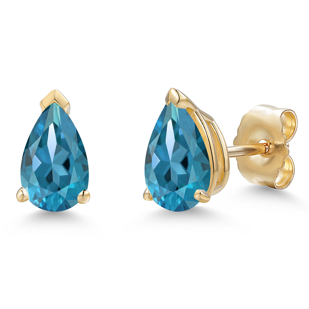 London Blue Topaz - November_Earrings in 10K Yellow Gold