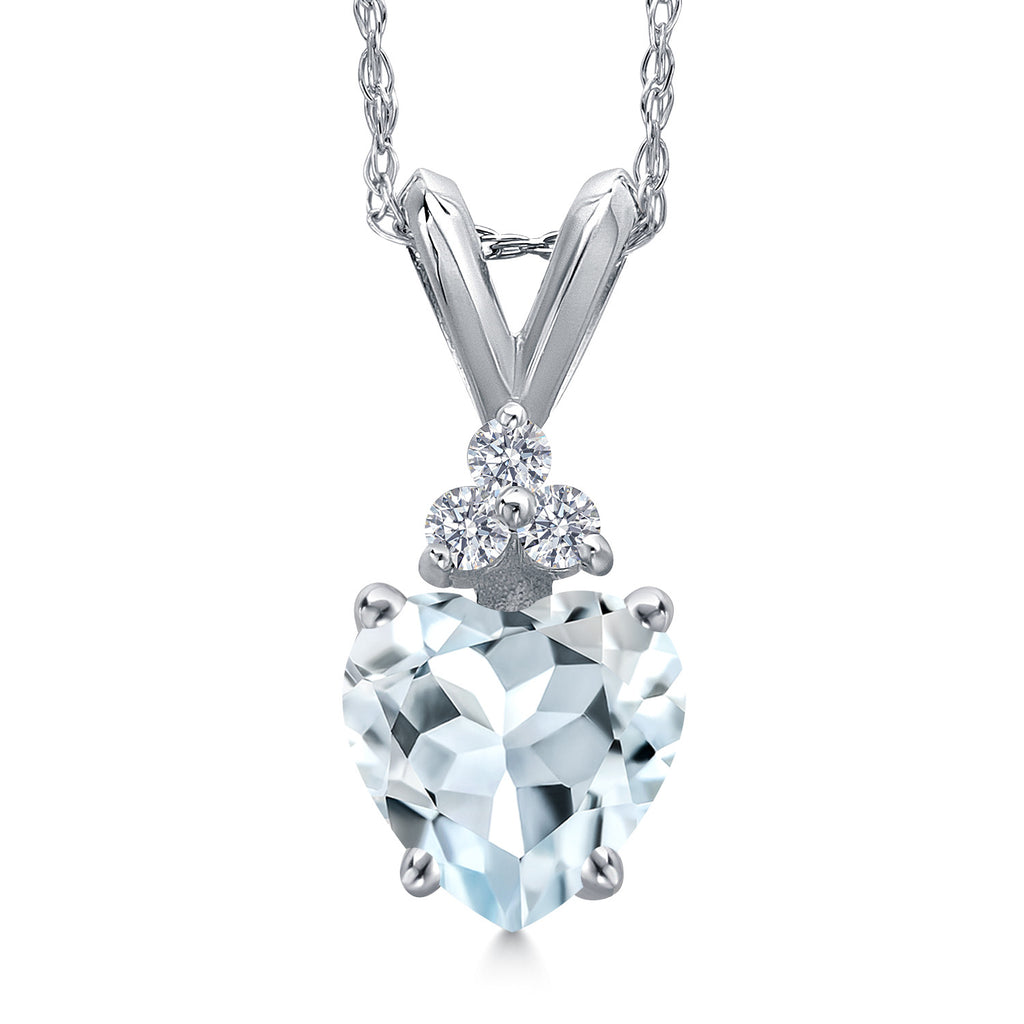 Aquamarine - March_Pendant in 14K White Gold
