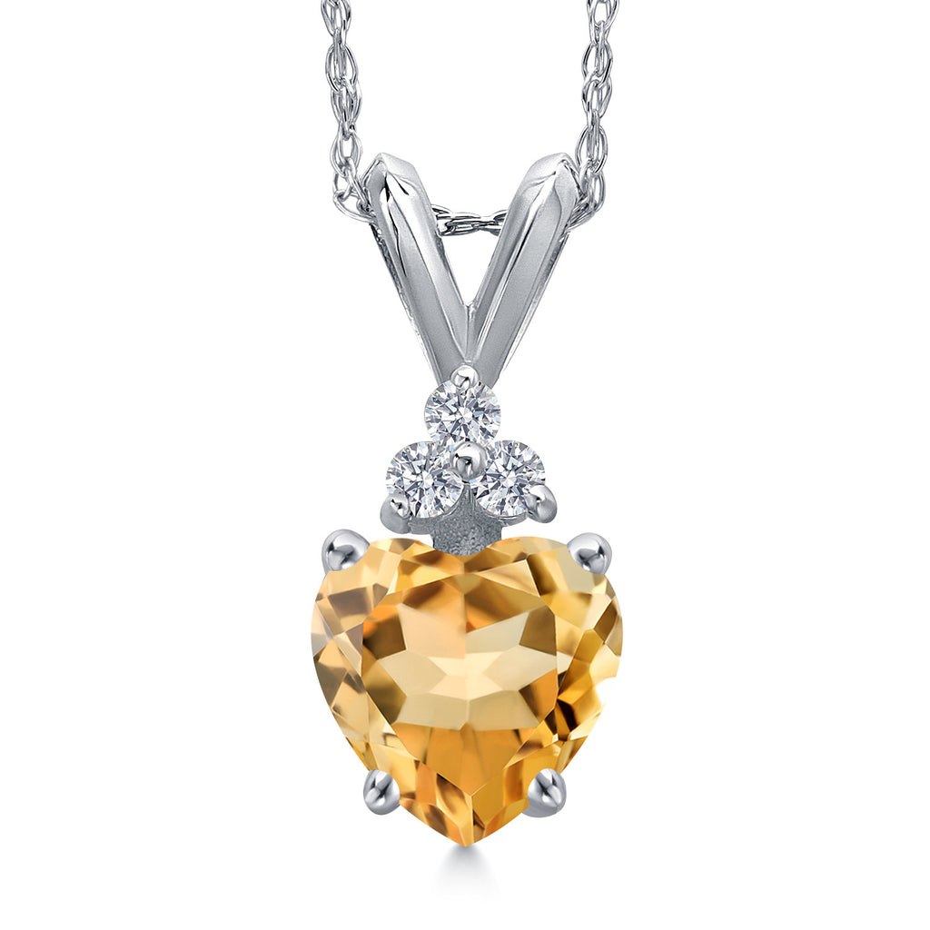 Citrine - November_Pendant in 14K White Gold