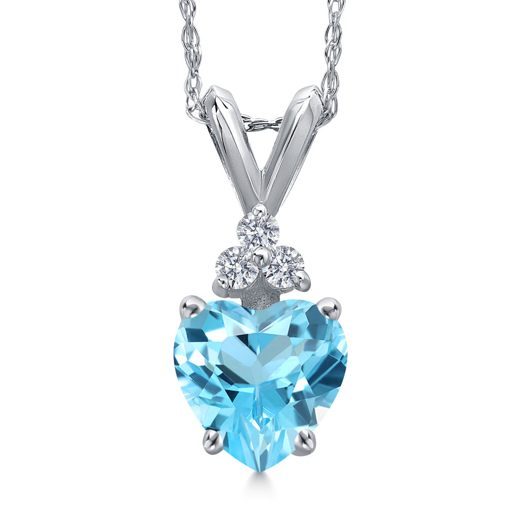 Swiss Blue Topaz - November_Pendant in 14K White Gold