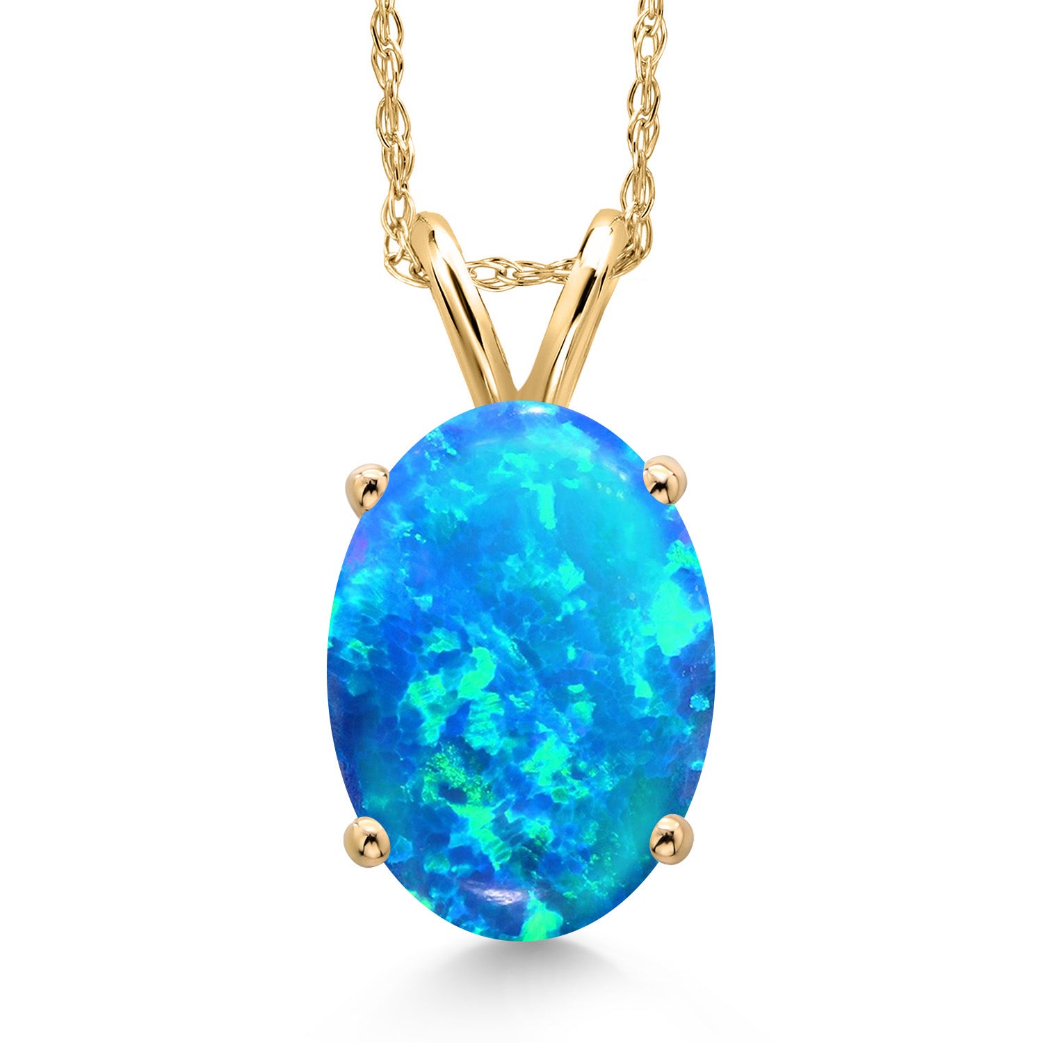 Blue Simulated Opal-Cabochon - October