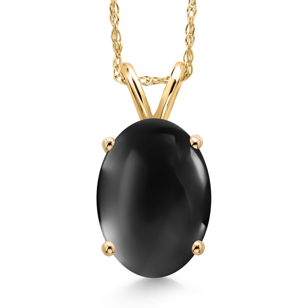 Onyx-Cabochon - December_Pendant in 14K Yellow Gold