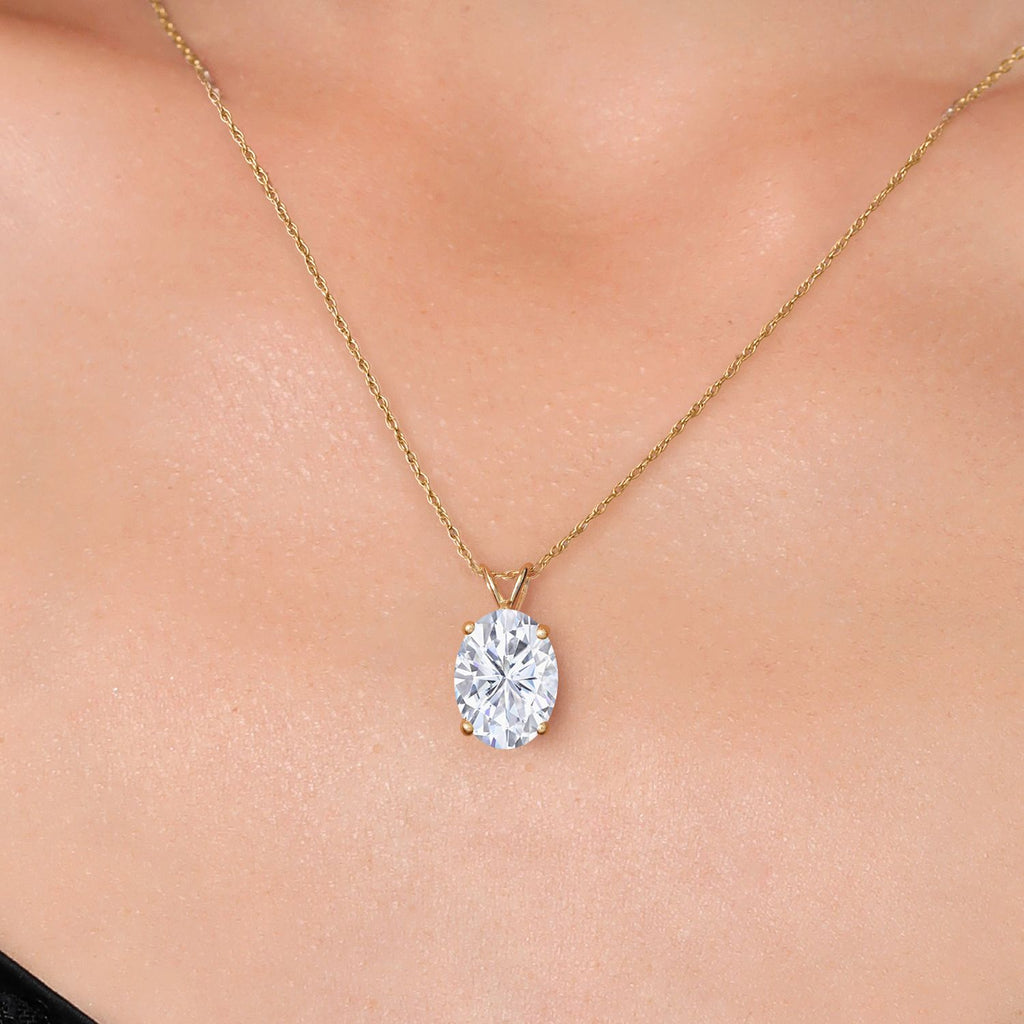 White Moissanite - April_Pendant in 14K Yellow Gold