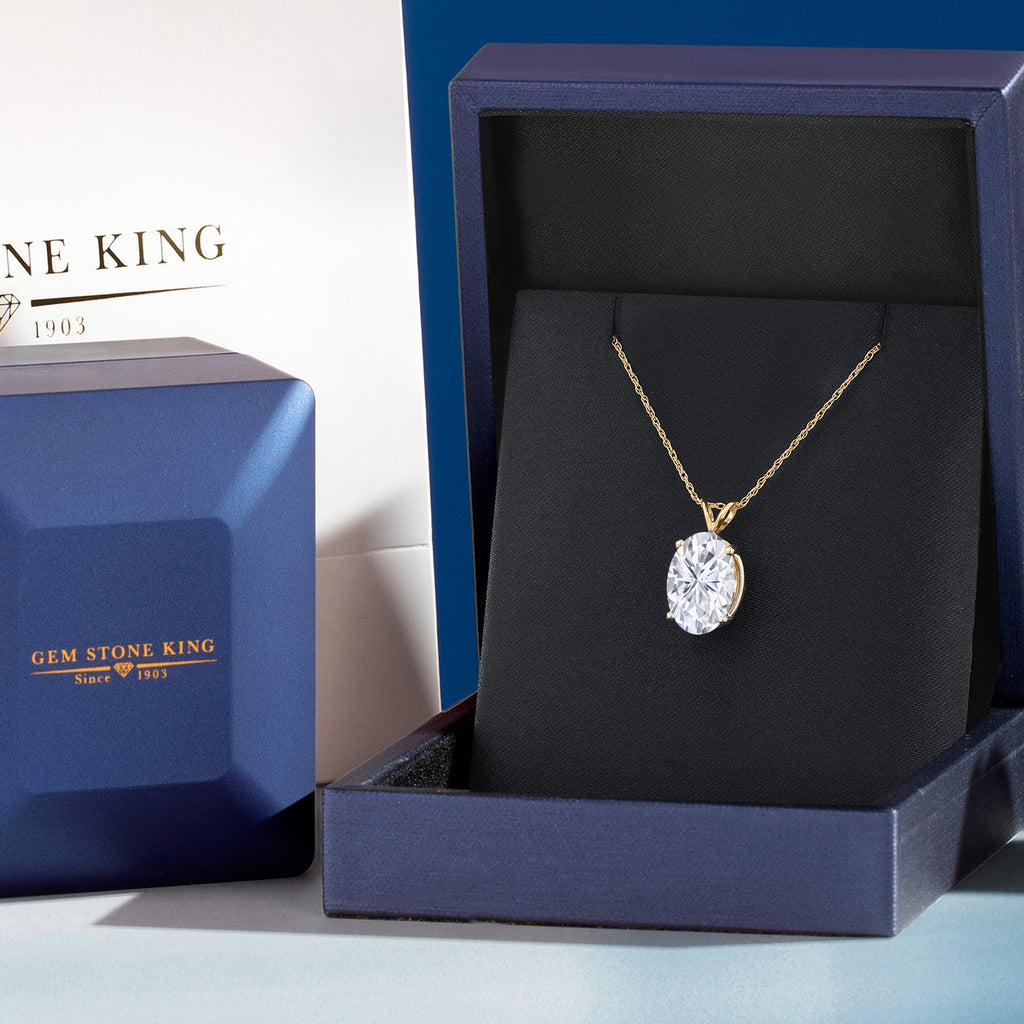 White Moissanite - April_Pendant in 14K Yellow Gold