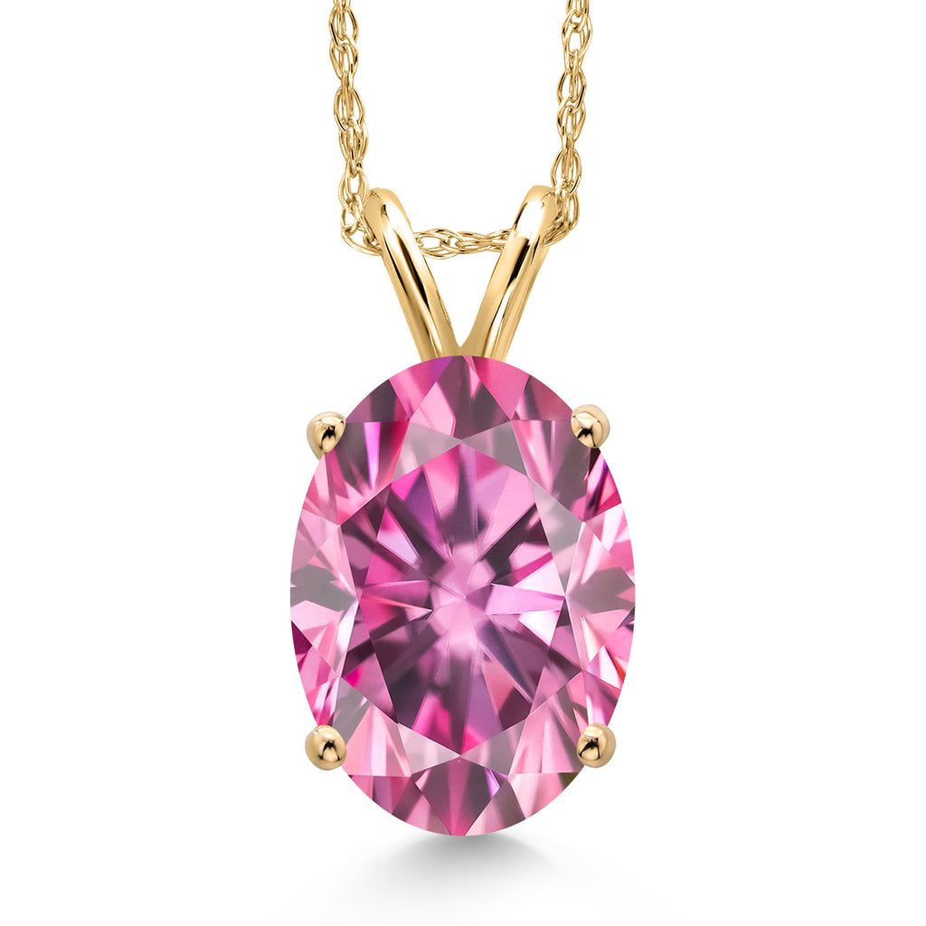 Pink Moissanite - April_Pendant in 14K Yellow Gold
