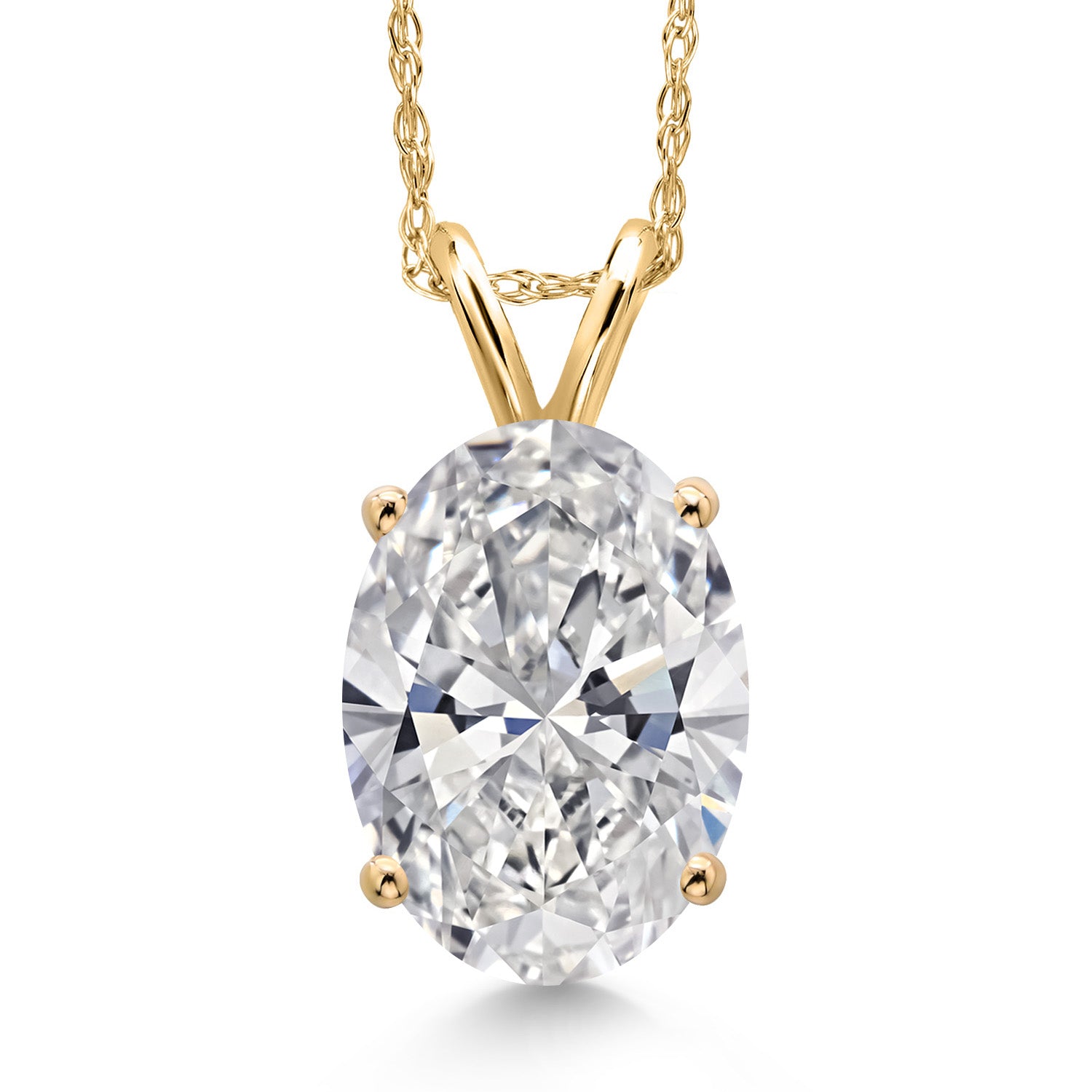 3.00 Ct IGI Certified Lab Grown Diamond Pendant Necklace For Women in 14K Yellow Gold | 12x8 Oval Cut | F-G Color | VS1 Clarity | With 18" Chain