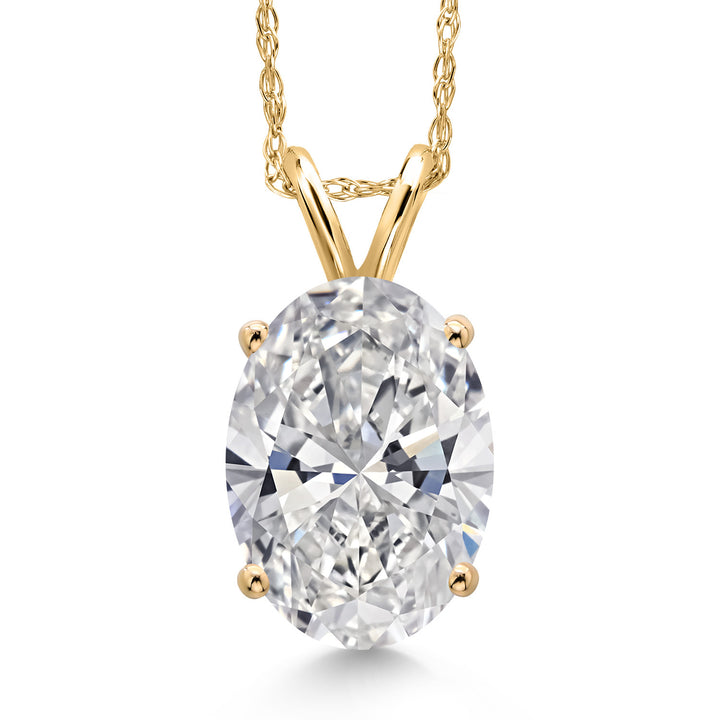 3.00 Ct IGI Certified Lab Grown Diamond Pendant Necklace For Women in 14K Yellow Gold | 12x8 Oval Cut | F-G Color | VS1 Clarity | With 18" Chain