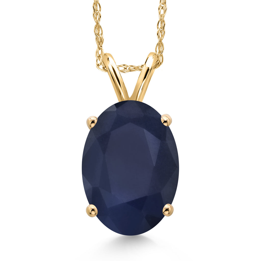 Blue Sapphire - September_Pendant in 14K Yellow Gold