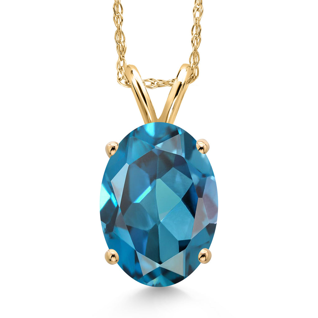 London Blue Topaz - November_Pendant in 14K Yellow Gold