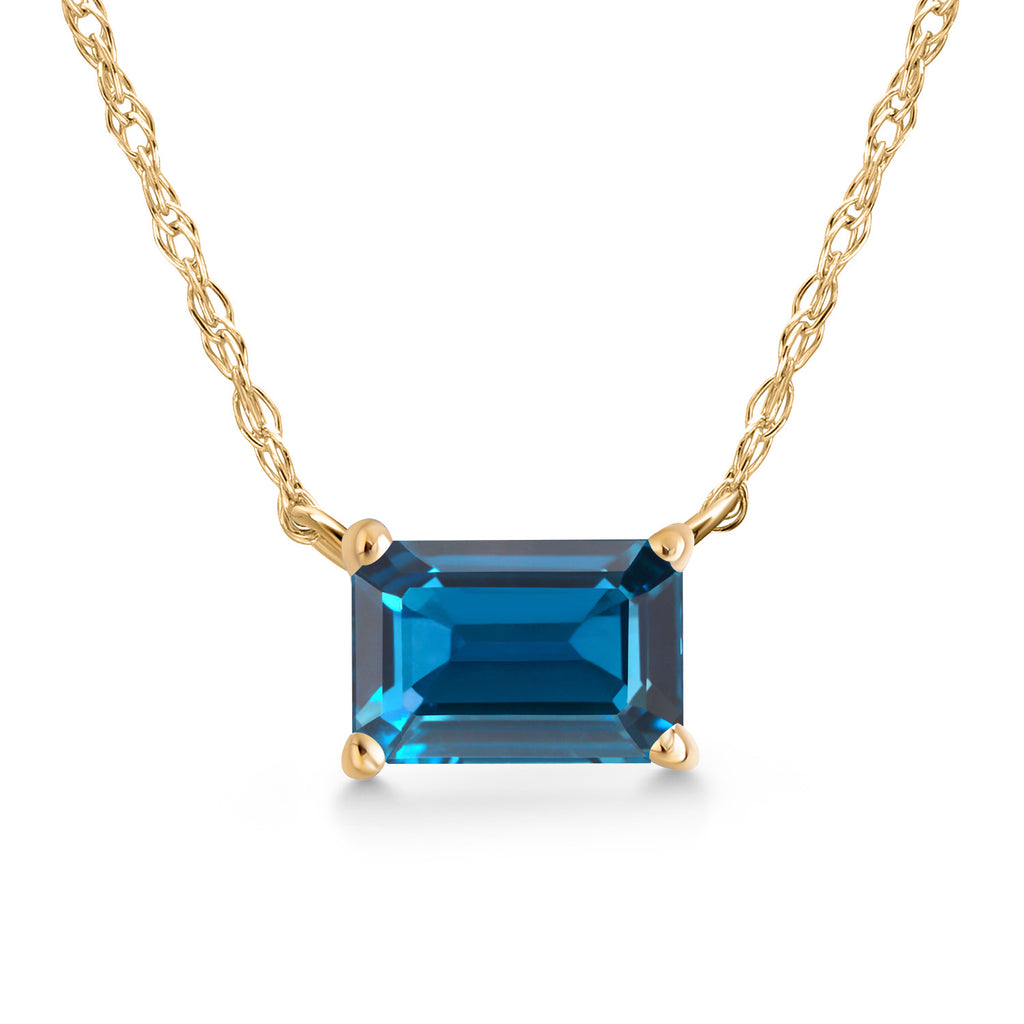 London Blue Topaz - November_Necklace in 10K Yellow Gold