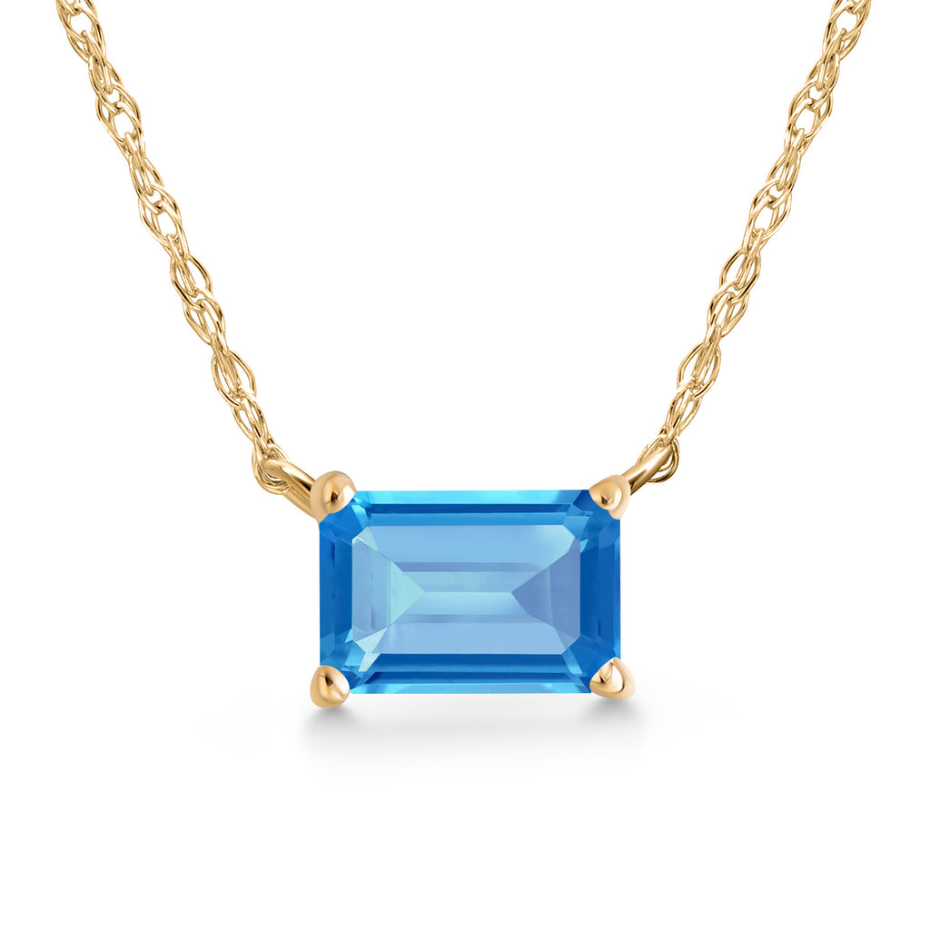 Swiss Blue Topaz - November_Necklace in 10K Yellow Gold