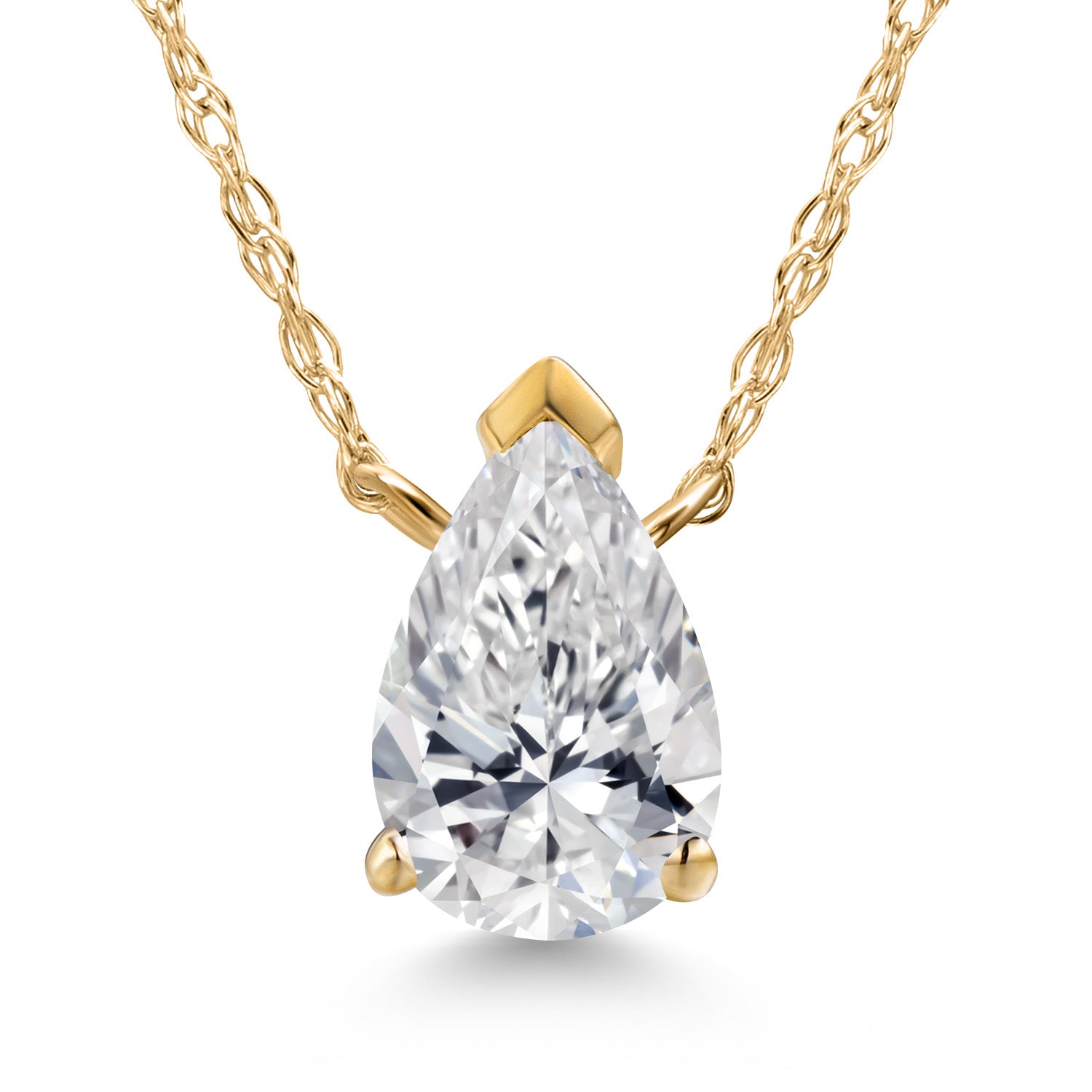 10K Yellow Gold Lab Grown Diamond Teardrop Pendant Necklace for Women | 0.52 Cttw | Gemstone Birthstone | Pear Shape 7X5MM | DEF Color | VVS-VS Clarity | With 18 Inch Chain