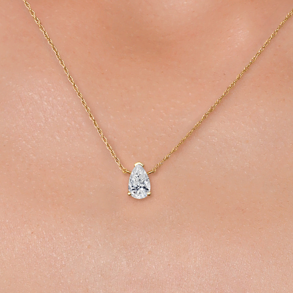 White Lab Grown Diamond - April_Necklace in 10K Yellow Gold