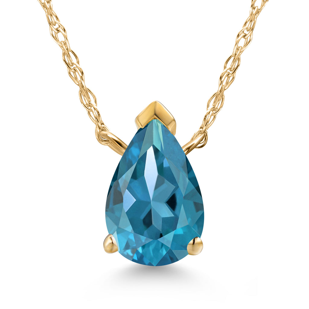 London Blue Topaz - November_Necklace in 10K Yellow Gold