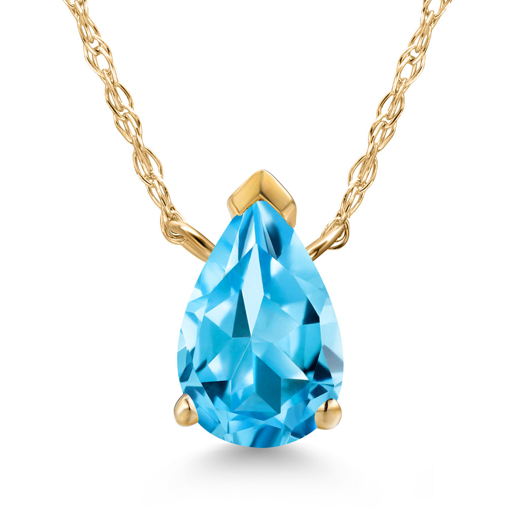 Swiss Blue Topaz - November_Necklace in 10K Yellow Gold