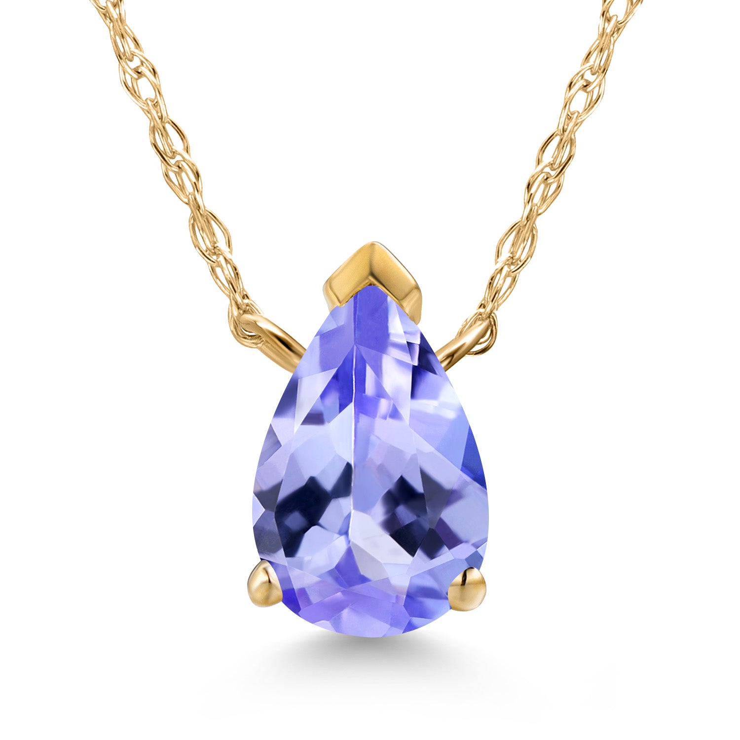 10K Yellow Gold Blue Tanzanite Teardrop Pendant Necklace for Women | 0.66 Cttw | Gemstone December Birthstone | Pear Shape 7X5MM | With 18 Inch Chain