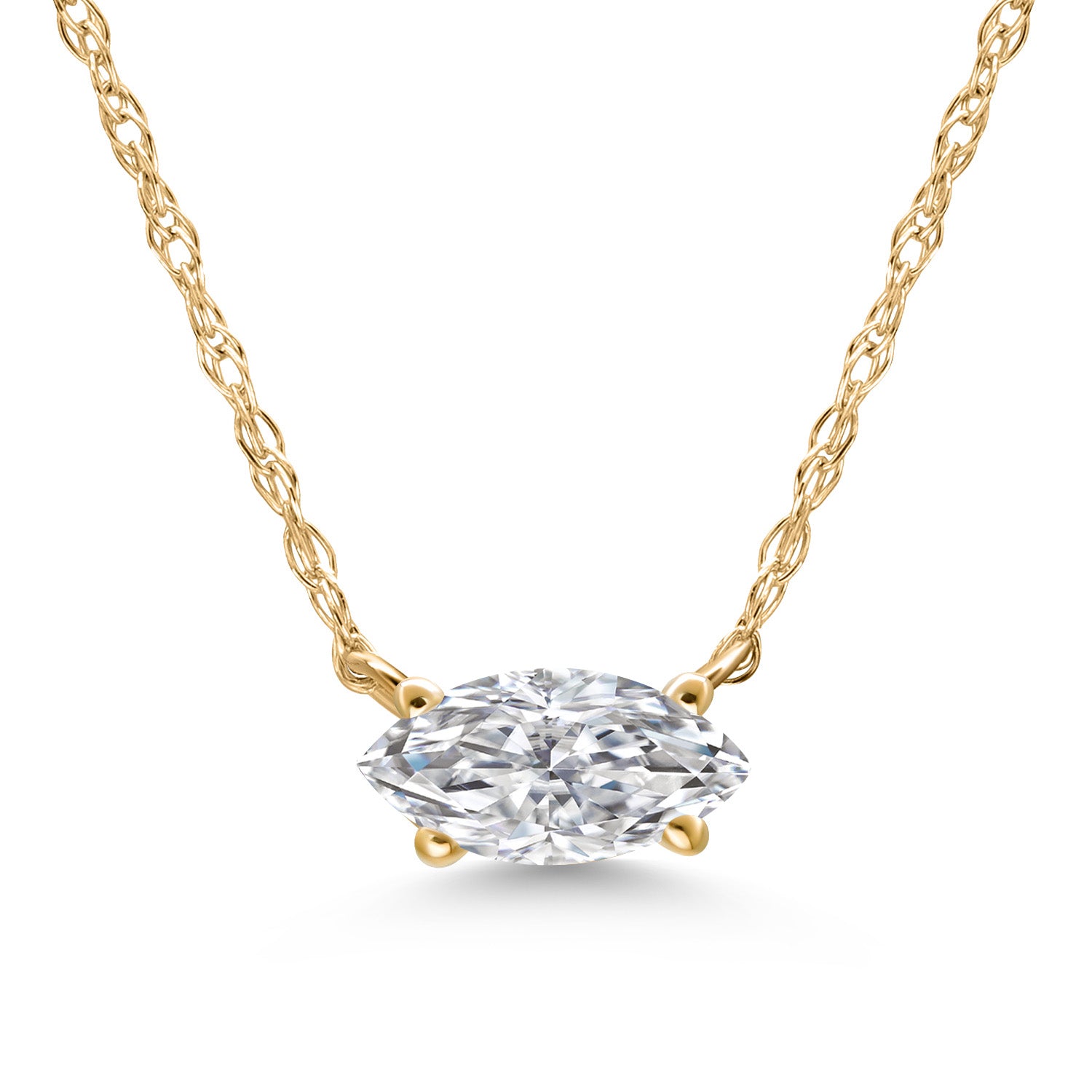 10K Yellow Gold Lab Grown Diamond Pendant-Necklaces Necklace For Women | 0.33 Cttw | Marquise 7X4MM | Gemstone April Birthstone | with 18 Inch Chain