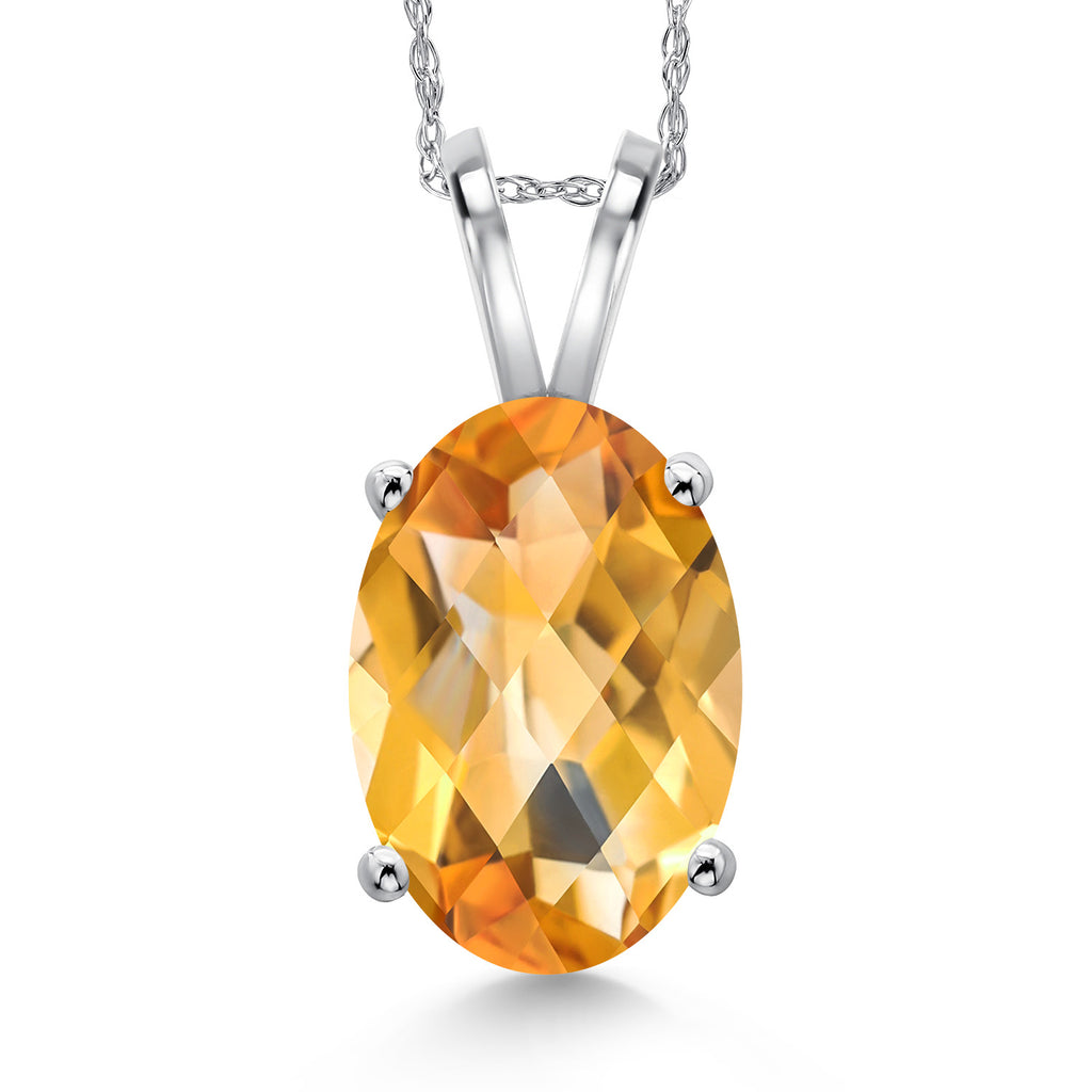 Citrine - November_Pendant in 14K White Gold