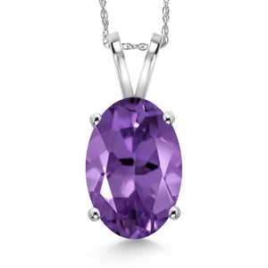 Amethyst - February_Pendant in 14K White Gold