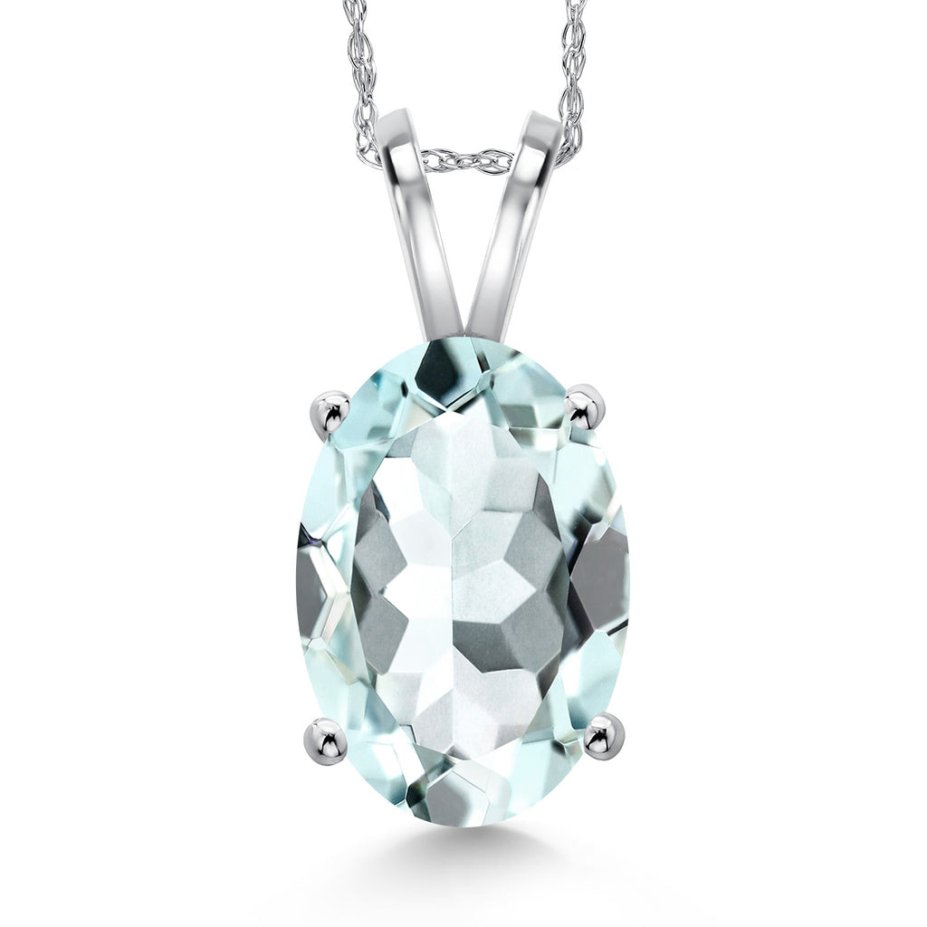 Created Aquamarine - March_Pendant in 14K White Gold