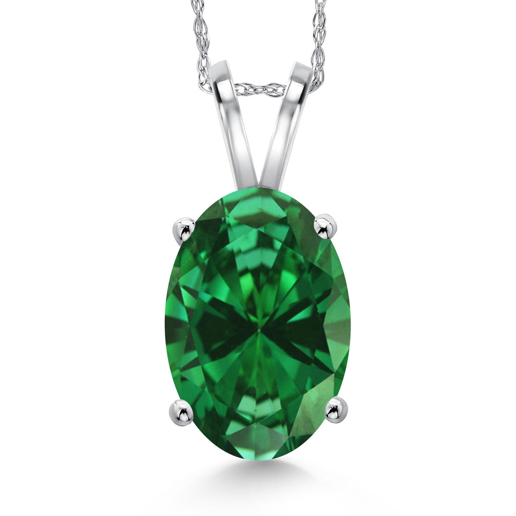 Created Emerald - May_Pendant in 14K White Gold