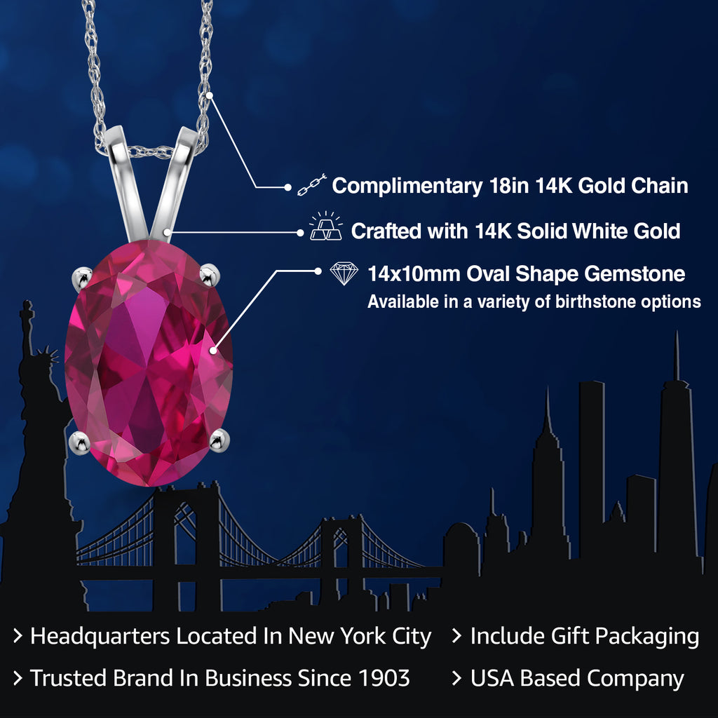 Created Ruby - July_Pendant in 14K White Gold