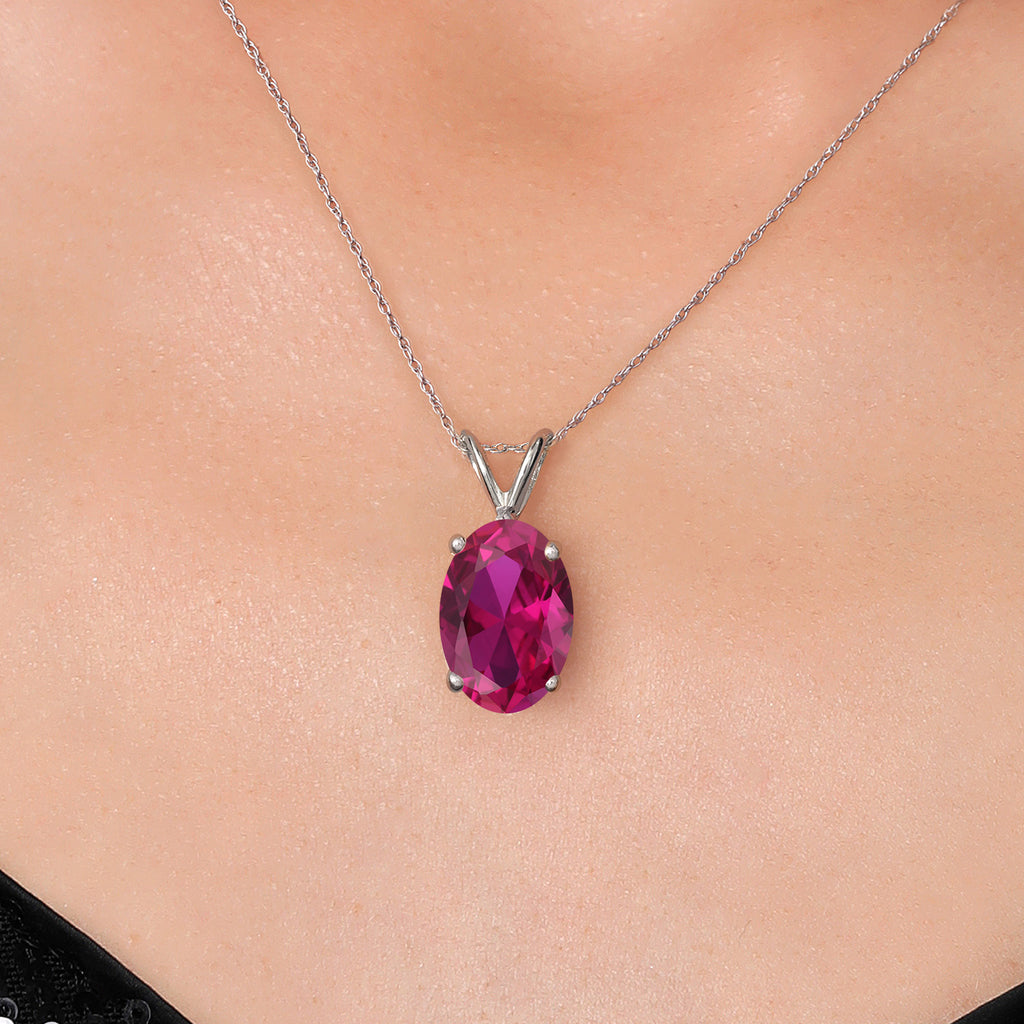 Created Ruby - July_Pendant in 14K White Gold