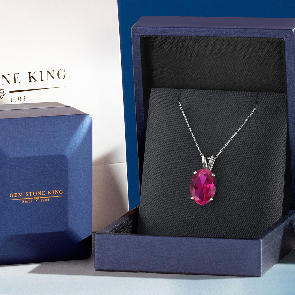 Created Ruby - July_Pendant in 14K White Gold