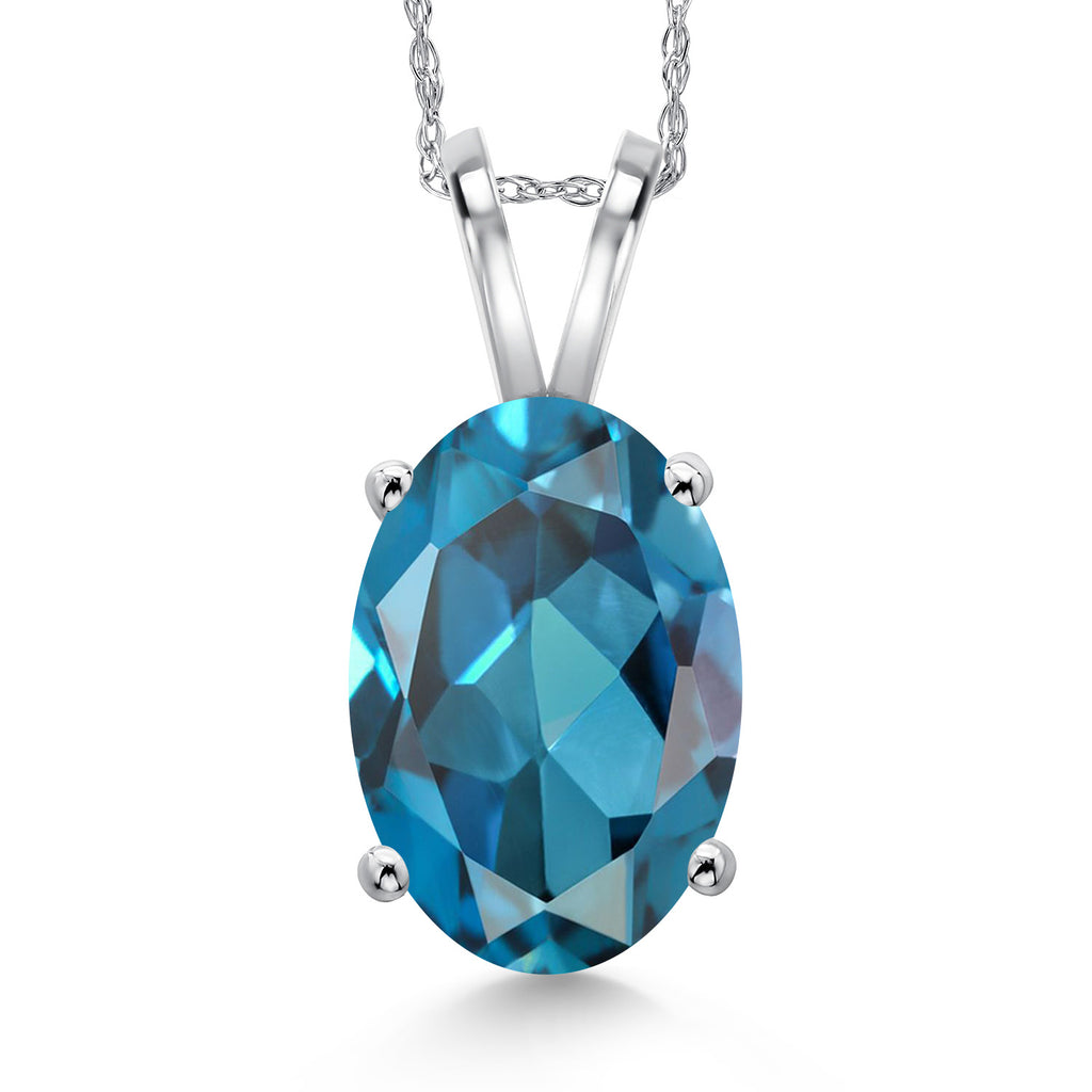 London Blue Topaz - November_Pendant in 14K White Gold