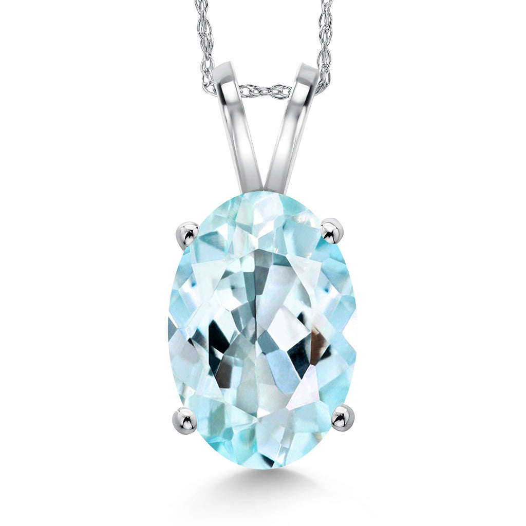 Sky Blue Topaz - November_Pendant in 14K White Gold