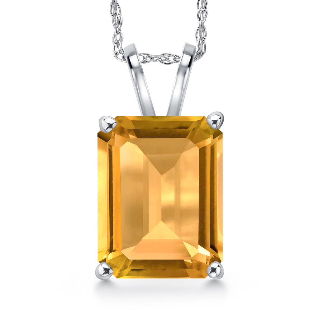 Citrine - November_Pendant in 14K White Gold