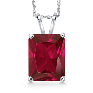 Created Ruby - July_Pendant in 14K White Gold