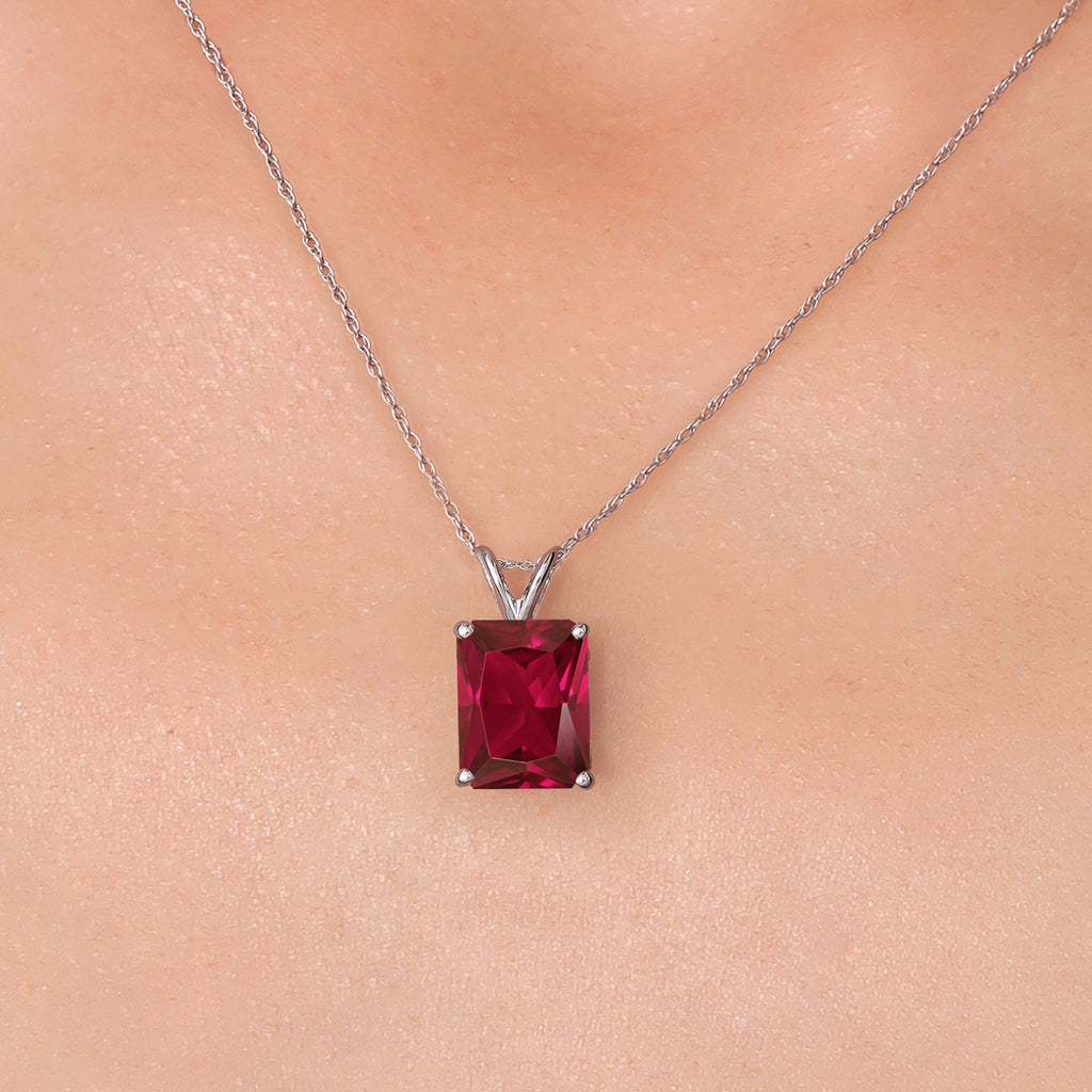 Created Ruby - July_Pendant in 14K White Gold
