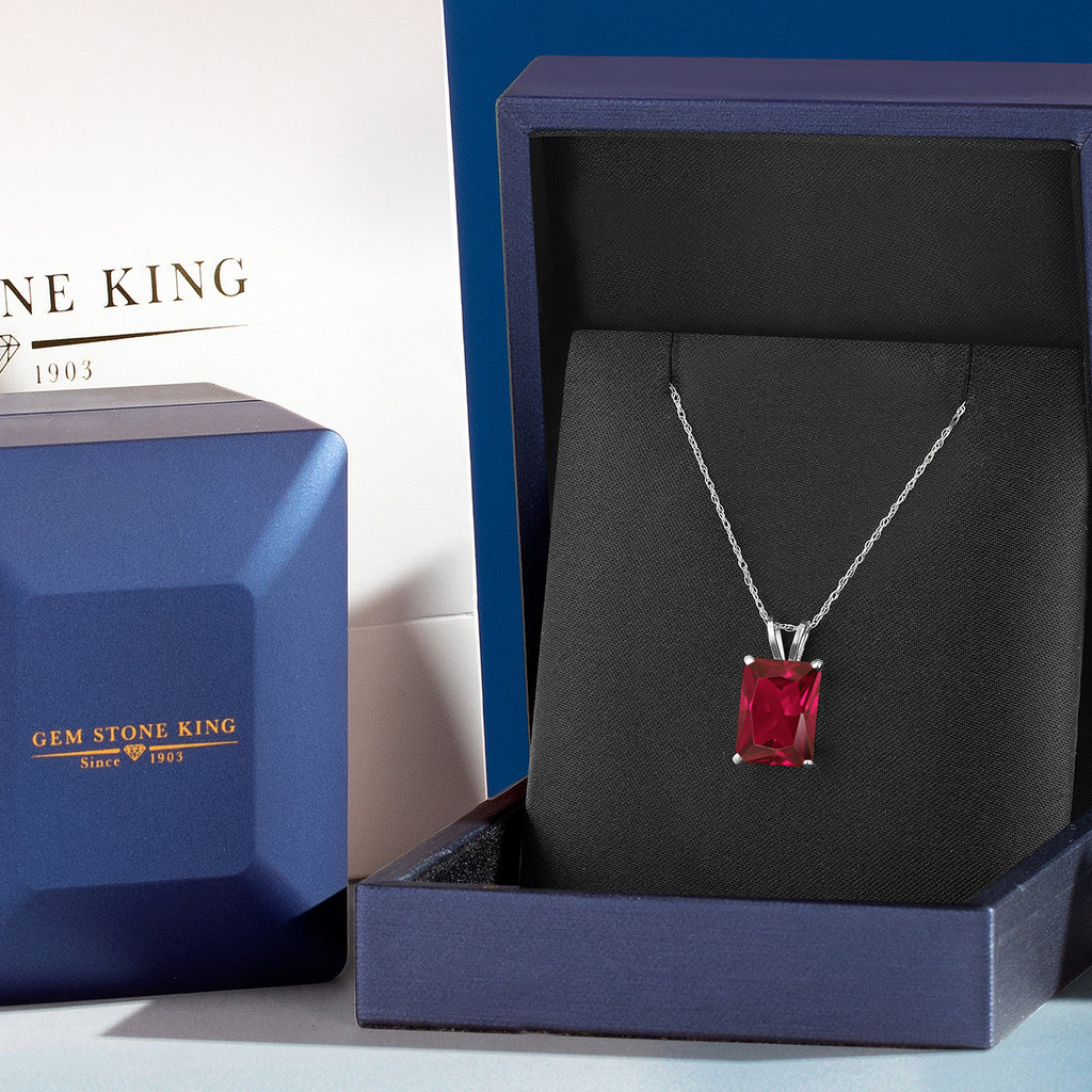 Created Ruby - July_Pendant in 14K White Gold