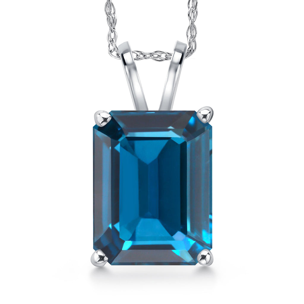 London Blue Topaz - November_Pendant in 14K White Gold