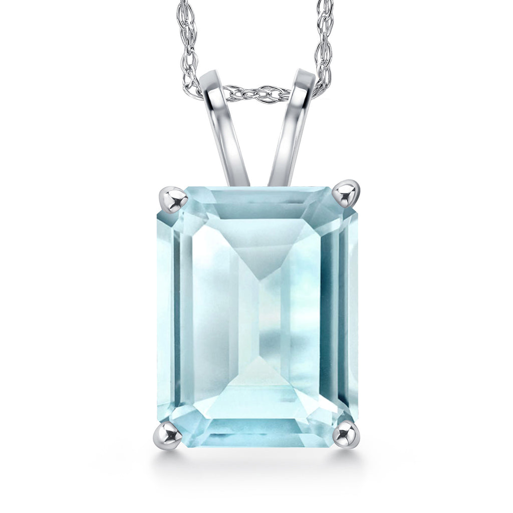 Sky Blue Topaz - November_Pendant in 14K White Gold