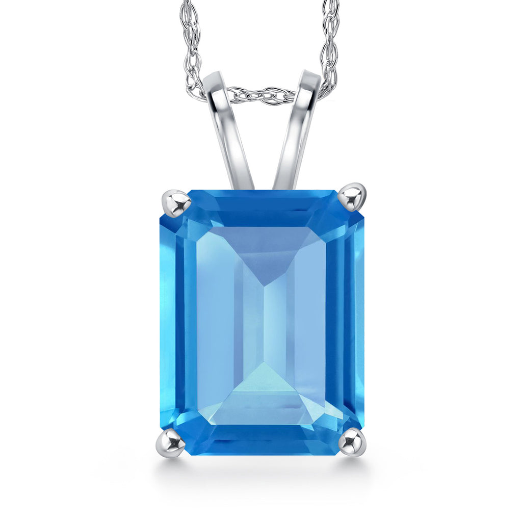 Swiss Blue Topaz - November_Pendant in 14K White Gold