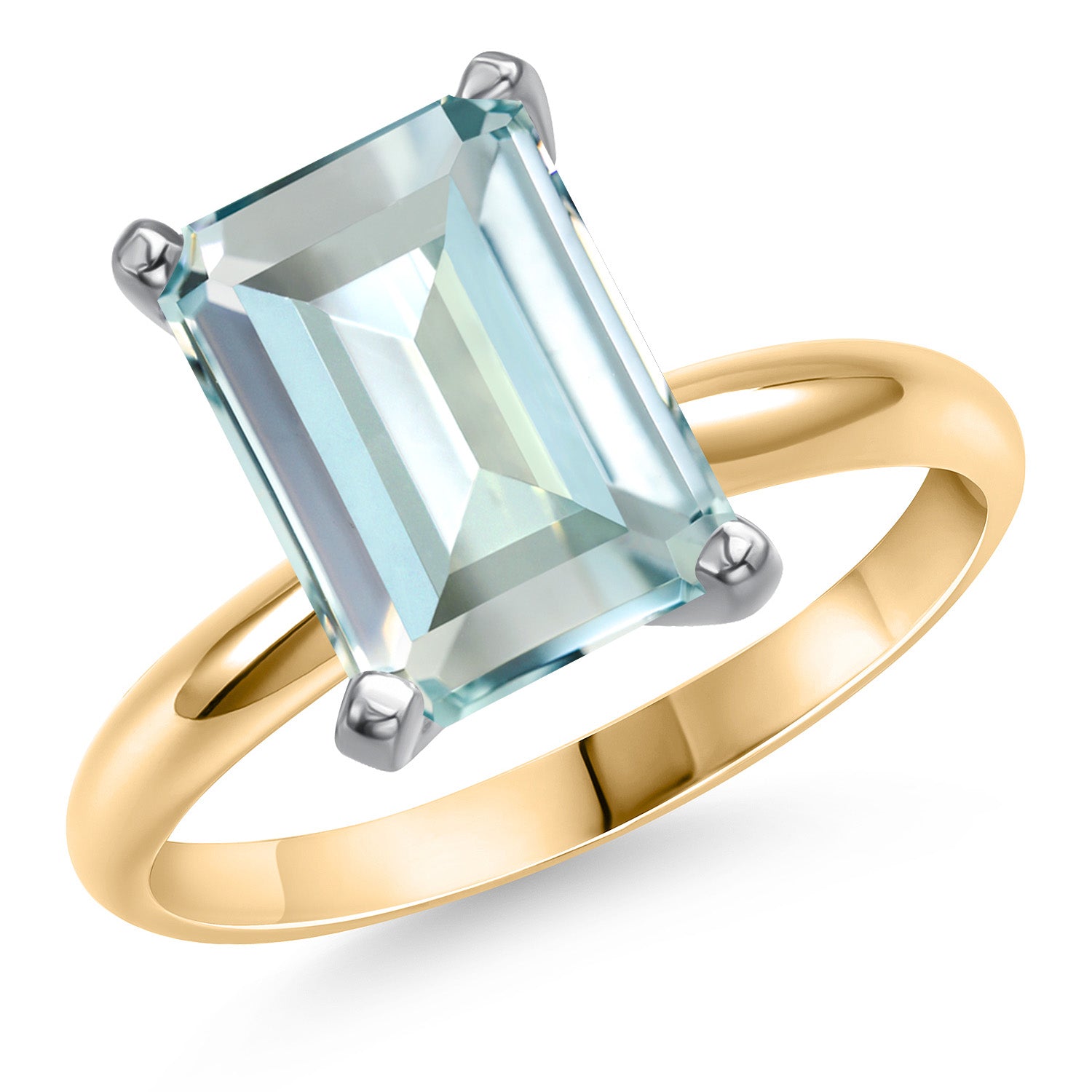 Created Aquamarine - March_7_Ring in 14K Two Tone Gold