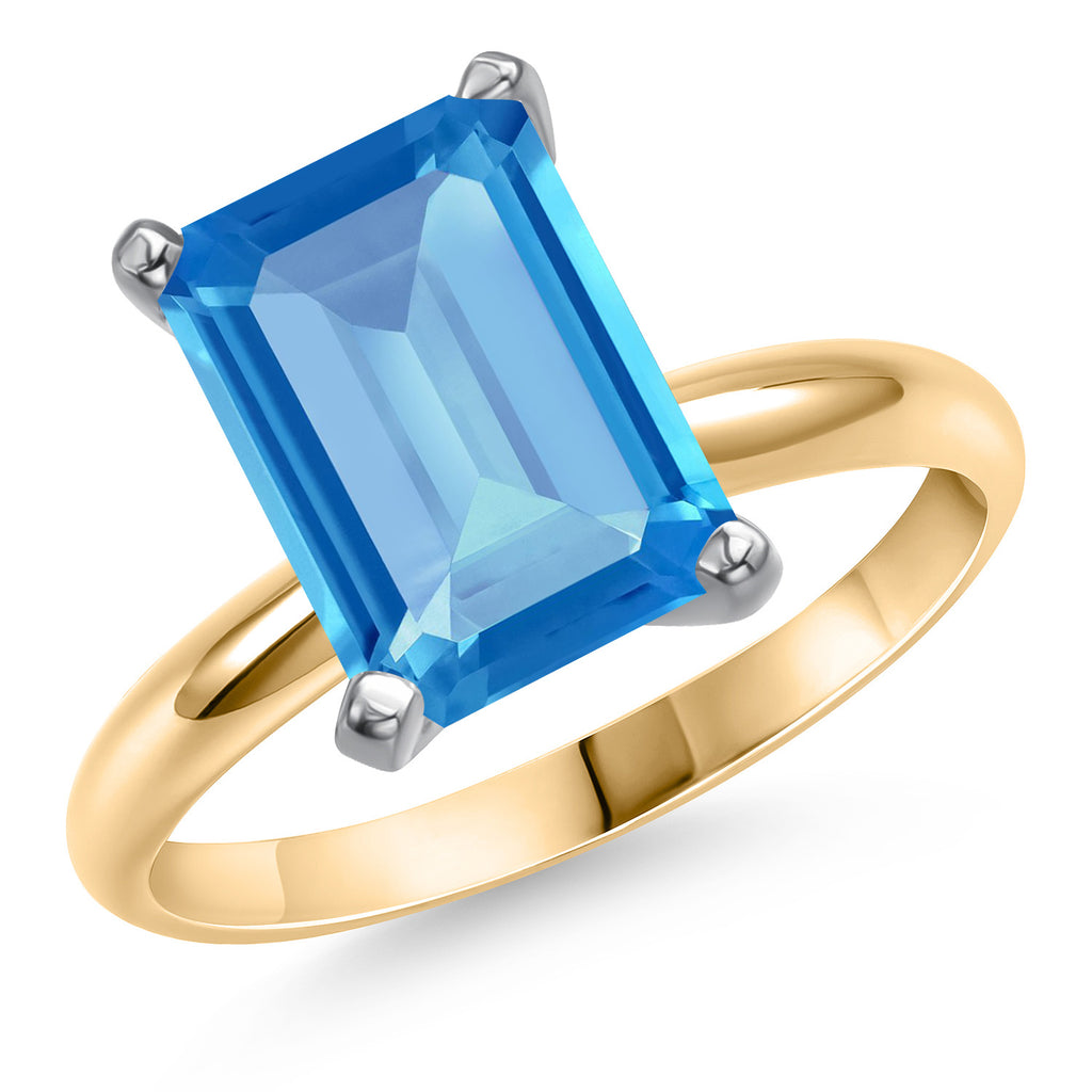 Swiss Blue Topaz - November_9_Ring in 14K Two Tone Gold
