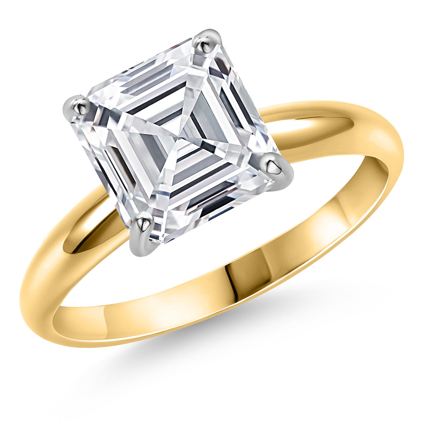 5.00 Ct IGI Certified Lab Grown Diamond 14K Two-Tone Gold Solitaire Engagement Ring for Women | Asscher Cut | E-F Color | VS1-VS2 Clarity | Available In Size 5, 6, 7, 8, 9