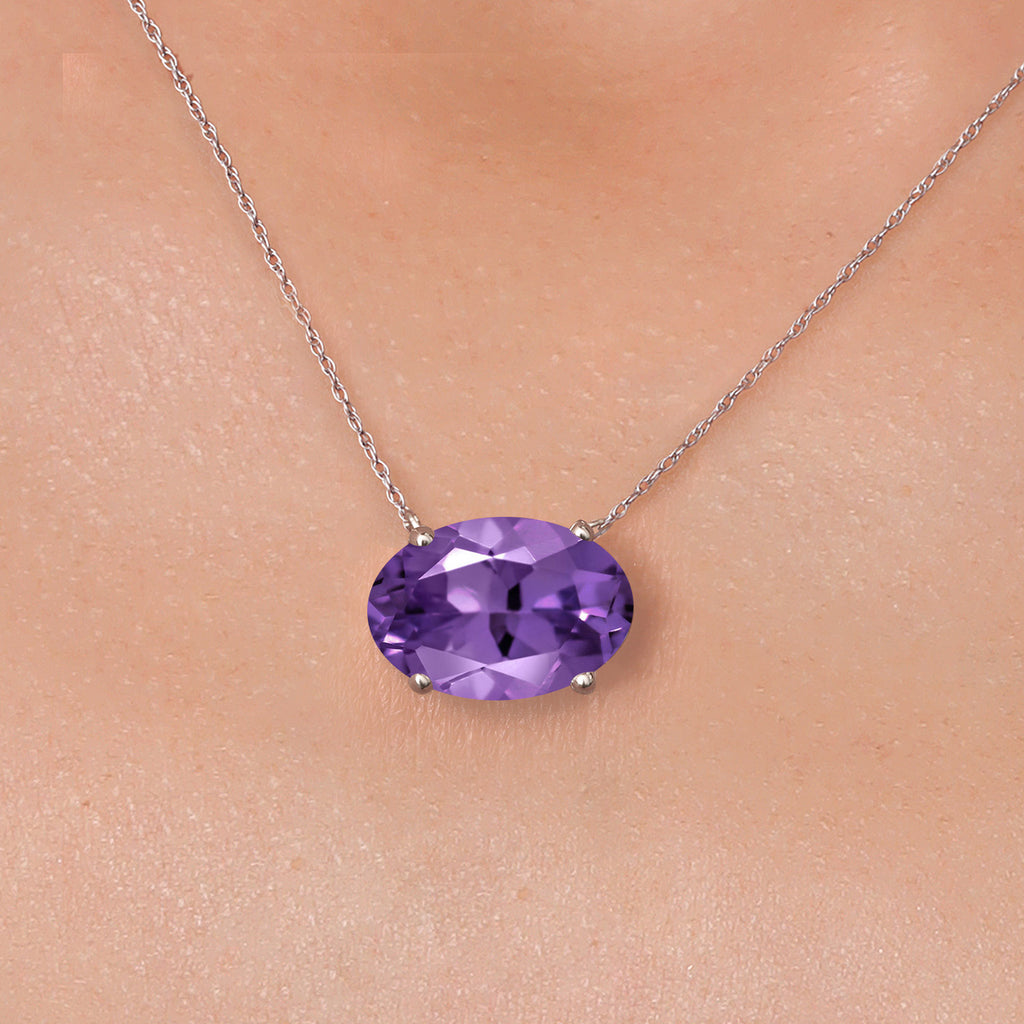 Amethyst - February_Pendant in 14K White Gold