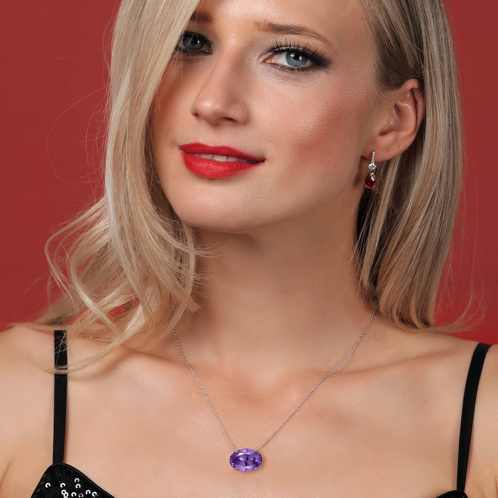 Amethyst - February_Pendant in 14K White Gold