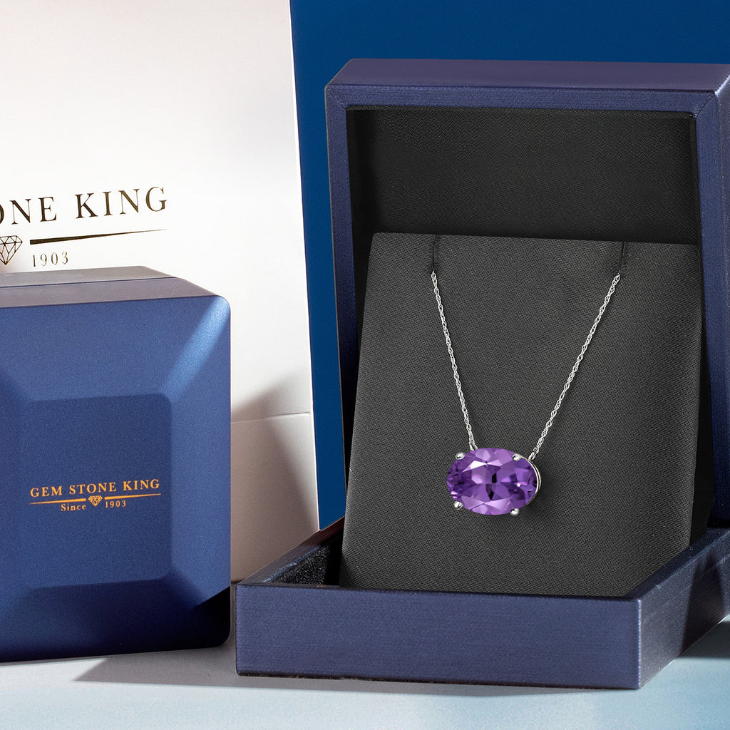 Amethyst - February_Pendant in 14K White Gold