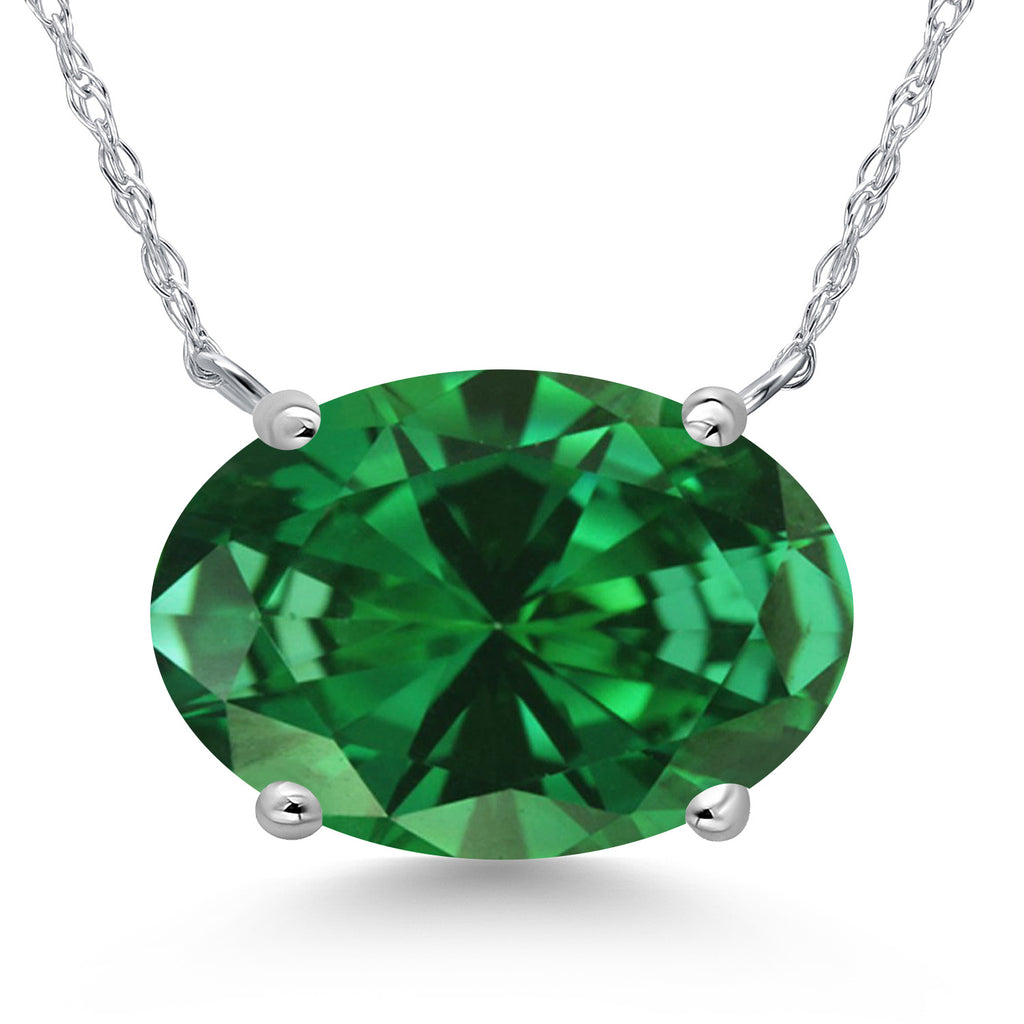 Created Emerald - May_Pendant in 14K White Gold